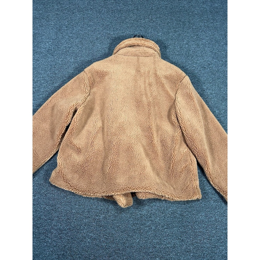 New Gap Jacket Women's Large Brown Teddy Sherpa Faux Fur Button Pockets $128 - Picture 2 of 8